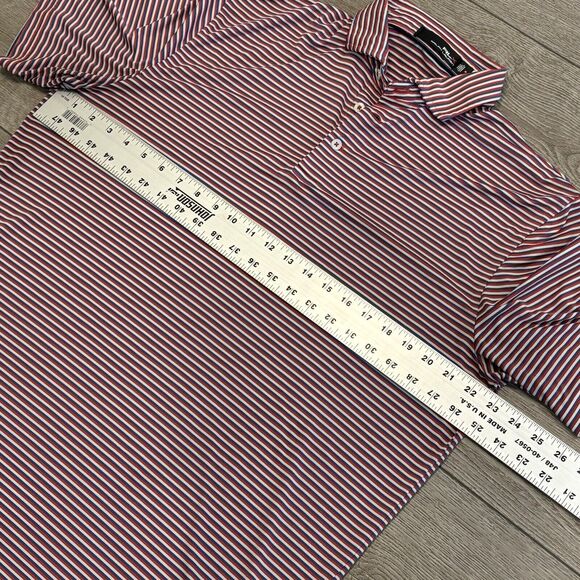 RLX Ralph Lauren Performance Polo Shirt Medium Red Blue Golf Preppy - Picture 5 of 6